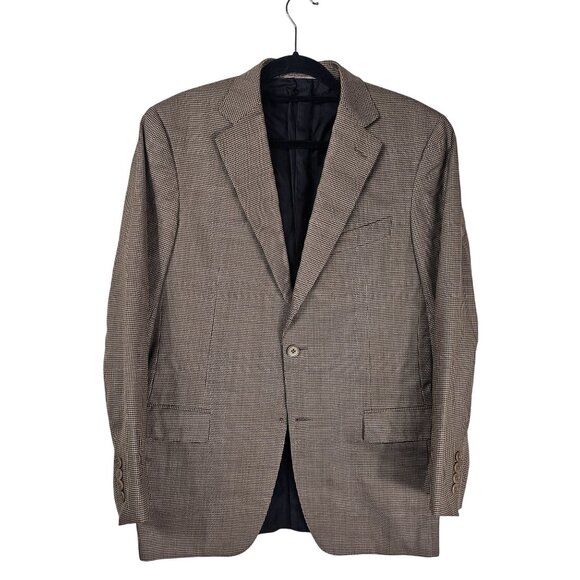 Ermenegildo Zegna Trofeo Brown Houndstooth Wool Blazer US 40R Quiet Luxury Italy - Picture 1 of 16
